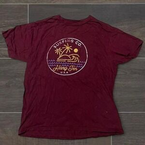 Large retro skater Burgundy Hang Ten surfing baggy shirt